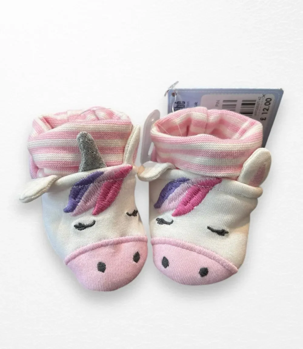 NWT JoJo Maman Bébé Unicorn Baby Slippers, 3-6 Months